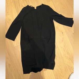 COS black 3/4 sleeve draped pocket detail dress size 12